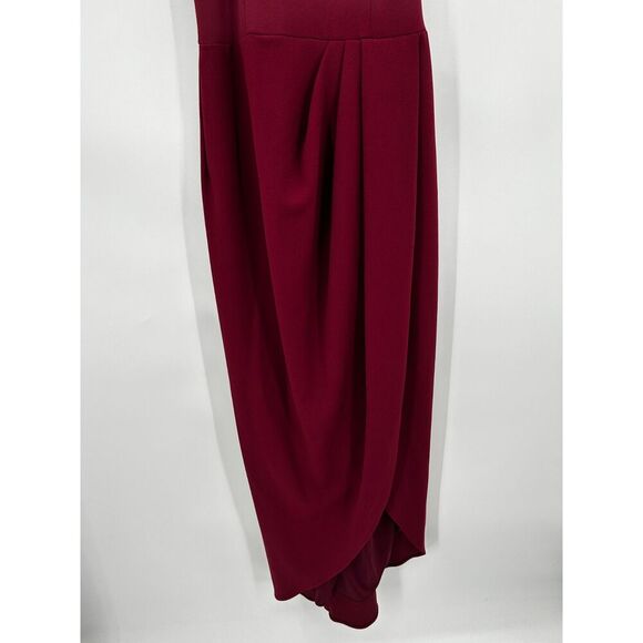 ANTHROPOLOGIE BHLDN Burgundy Red Pleated High Neck Bridesmaid Maxi Dress Size 6 - Picture 5 of 9